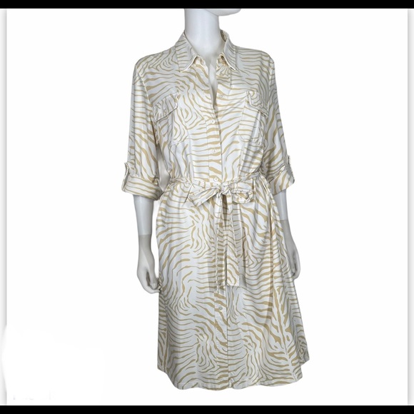 J Mclaughlin XL Shirtdress Zebra Dress Stretch